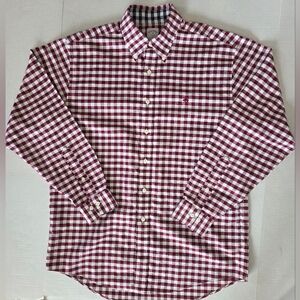 Brooks Brothers Mens Original Polo Shirt Size M Red/White Plaid Contrasting Trim